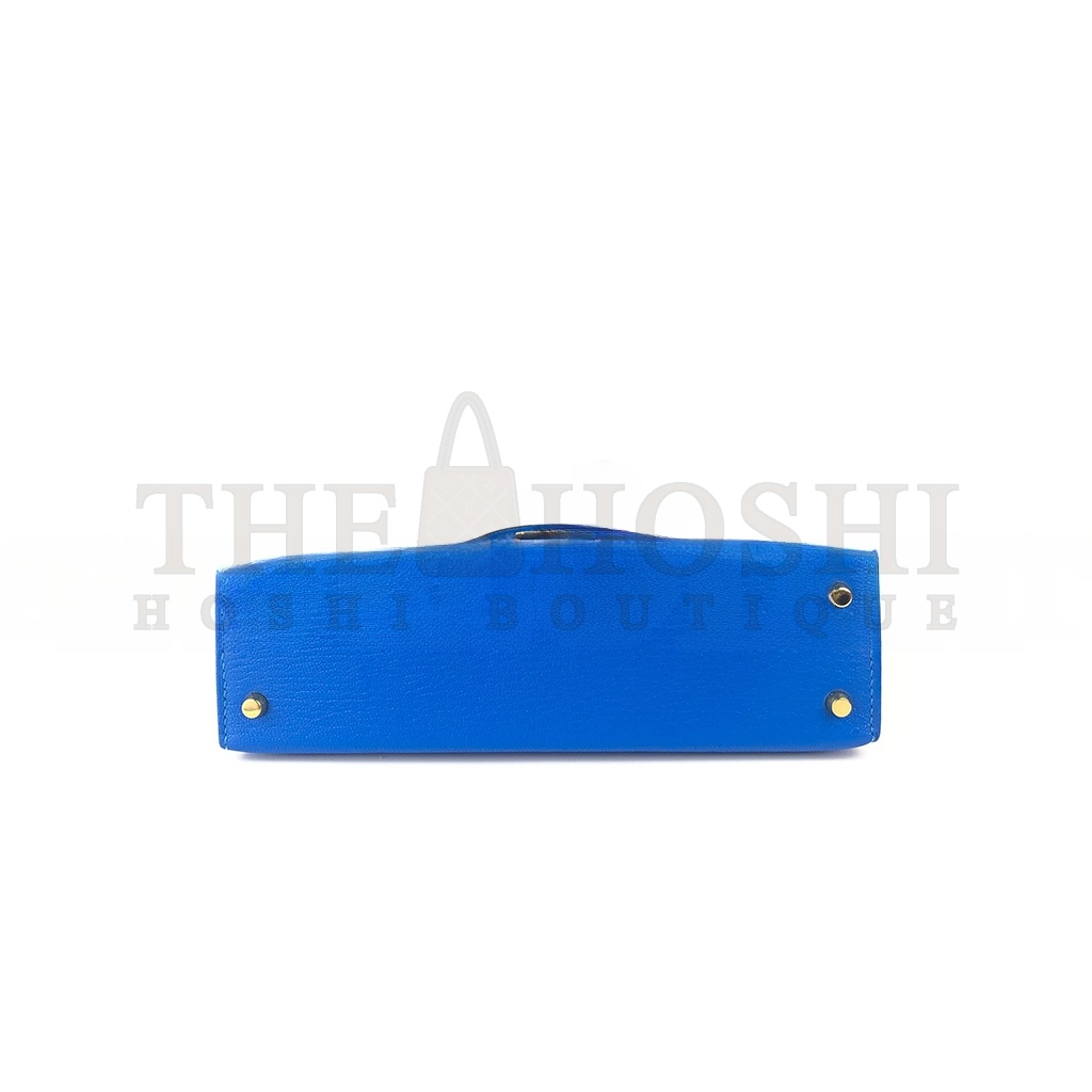 H**me5 MINI KELLY II BLUE HYDRA CHÈVRE LEATHER GOLD HARDWARE (19*12*5.5cm) Master Quality